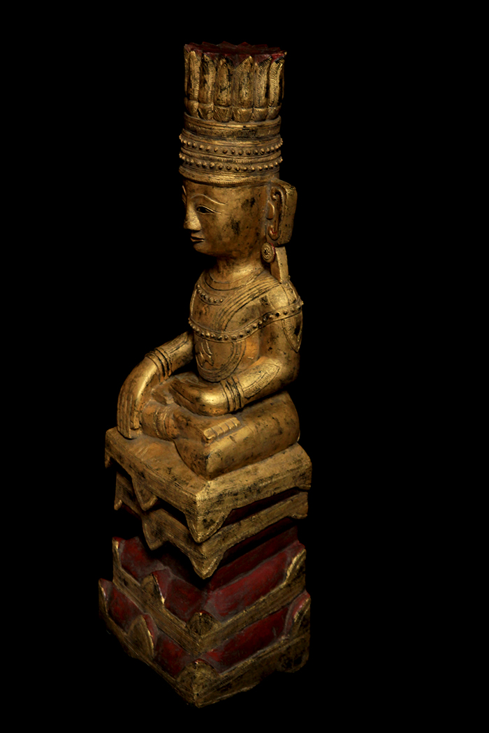 Extremely Rare 18C Wood Burmese Shan Taiyai Buddha #BB101